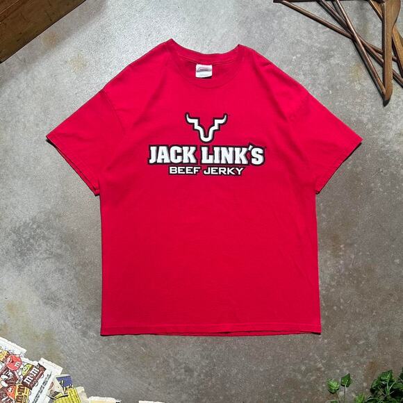 Vintage Y2K Jack Links Beef Jersey "Feed Your Wild Side" Tee Mens XL Red Shirt - Picture 1 of 3